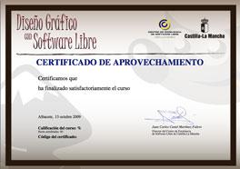 Diseño de un certificado de aprovechamiento del curso autogenerado por la plataforma